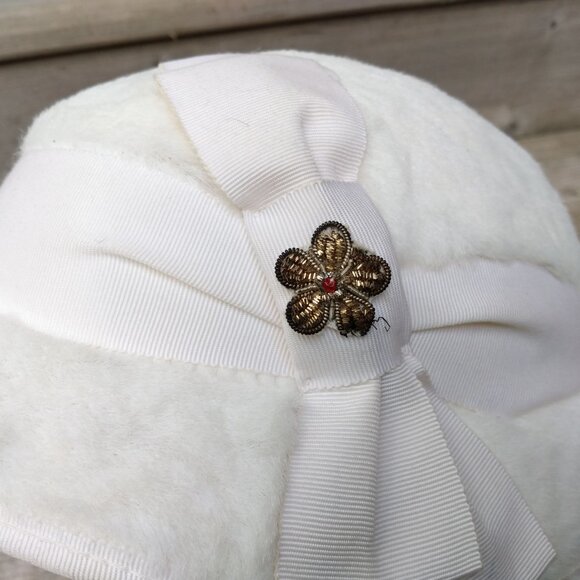 Vintage Cloche Hat Winter White Faux Fur Plush 20.5" - Picture 12 of 12